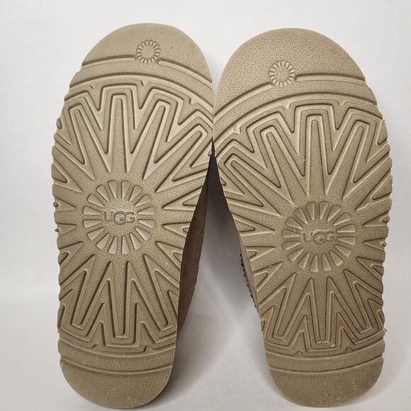 UGG Tazz Platform Slipper Clogs Womens 6 Mustard Seed 1122553 Suede Shearling - Picture 7 of 13